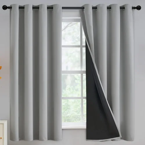 Vista 178 de Yakamok Cortinas negras, cortinas de ventana con aislamiento térmico y eficiencia energética para dormitorio, cortinas opacas completas y cortinas
