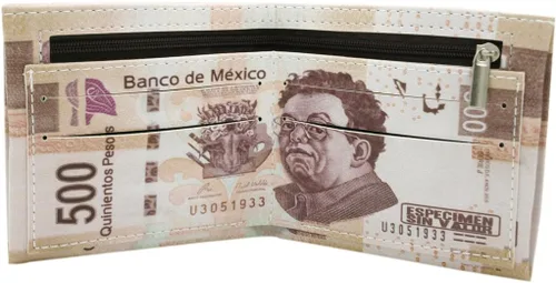 Vista 4 de Premium 500 Peso mexicano Bill Dinero Imprimir PU Cuero Billetera plegable, Peso mexicano