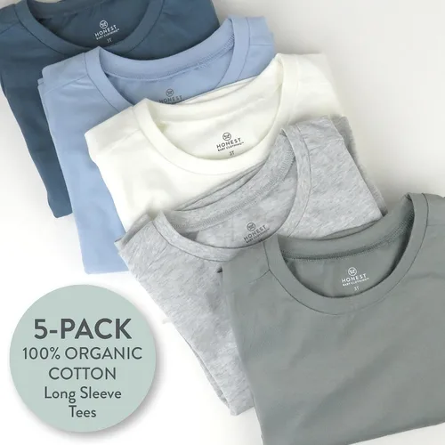 Vista 2 de HonestBaby Multipack de camisetas unisex de algodón orgánico de manga larga para bebé