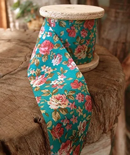 Vista 3 de AK Trading - Cinta con estampado floral vintage de 2 pulgadas de ancho x 10 yardas (negro)