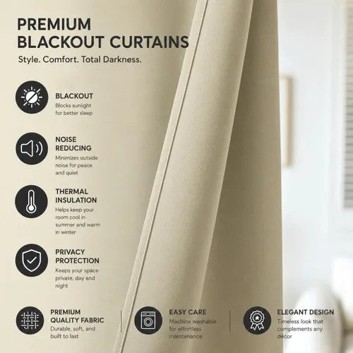 Vista 3 de Aquazolax Half Window Curtains 24 Inch Length, 28" Wide Rod Pocket Small Window Treatment for Kitchen, Bathroom, Camper, Beige, 2 Panels Set