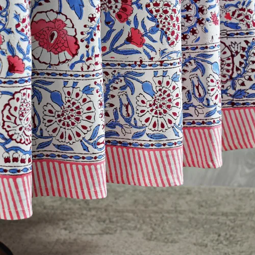 Vista 5 de Ridhi Mantel redondo estampado a mano color rosa flamenco 110 pulgadas 100%