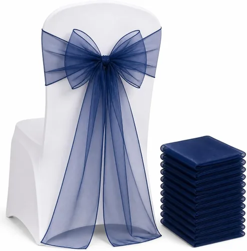 Vista 22 de Juego de 10 lazos para sillas con lazos para atar en la parte trasera, artículos decorativos para bodas, recepciones, eventos, banquetes, sillas