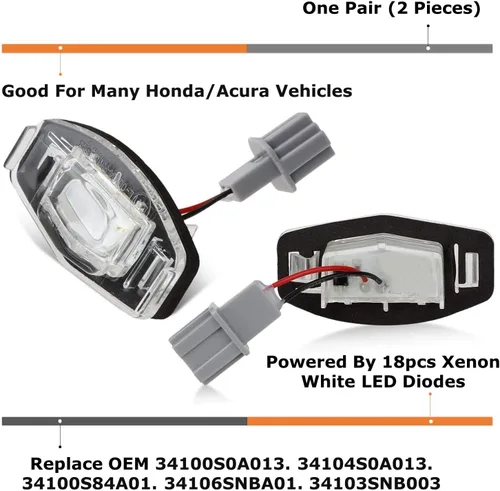 Vista 2 de iJDMTOY Kit de Luces LED Súper Brillantes Azul Hielo Aqua Completo para Placa de Matrícula Compatible con Acura MDX RL TL TSX ILX Honda Civic Accord
