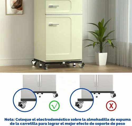 Vista 6 de Soporte móvil de acero resistente para nevera, base móvil con ruedas, soporte ajustable para lavadora, base multifuncional para muebles para nevera