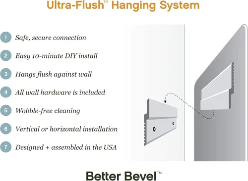Vista 5 de Better - Espejo de pared biselado Espejo de tocador de baño Marco de metal de níquel Rectángulo de 24 x 36 pulgadas