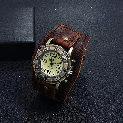 Vista 5 de Reloj para hombre, reloj punk para hombre, reloj punk para hombre, reloj retro de moda punk hip-hop de cuero para hombre