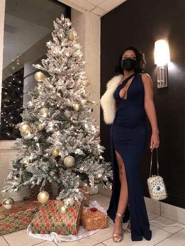 Vista 6 de LAGSHIAN Women Sexy Elegant One Shoulder High Split Cutout Long Evening Dress