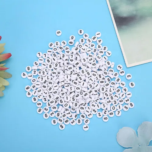 Vista 3 de Zunate 500 Pcs Acrylic Beads with Numbers 0-9 for DIY Jewelry Making, Craft Supplies, Handmade Bead Accessories