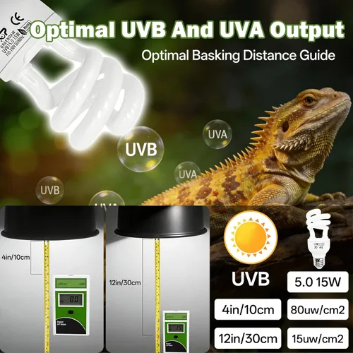 Vista 6 de Bombilla UVB de reptil de 15 W 5.0 – Bombilla UVA para reptiles, luz de reptiles UVB, terrario fluorescente compacto para tropical, subtropical