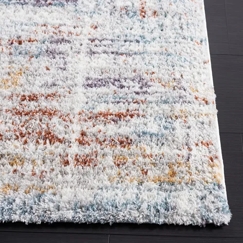 Vista 4 de SAFAVIEH Berber Shag Collection - Alfombra de pasillo, 2 pies 3 pulgadas x 6 pies, azul óxido y marfil, no desprende pelusa y de fácil cuidado, 1.25
