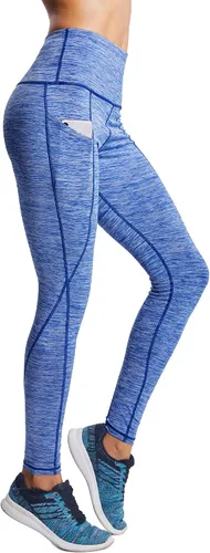 Vista 2 de Neleus calzas de yoga para mujer con bolsillo y cintura alta, para correr, con control de barriga