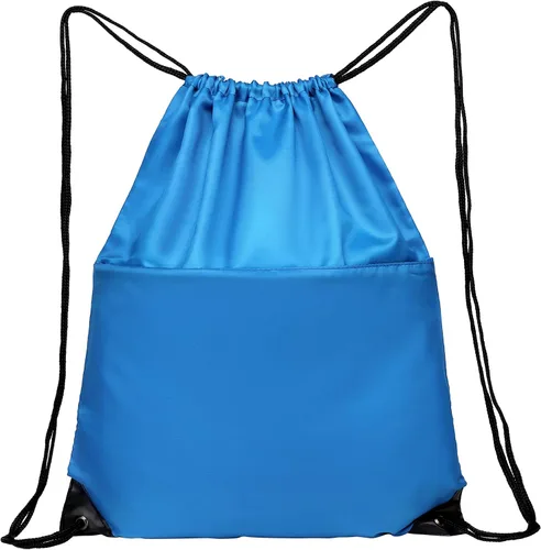 Vista 2 de Mochila deportiva con cordón BuyAgain resistente al agua, bolsa de cuerda deportiva para gimnasio, para mujeres y hombres, grande con cremallera