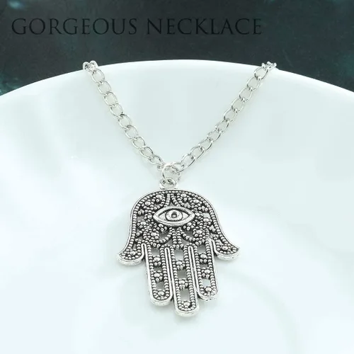 Vista 6 de CanB Pendant Chain Necklace Hamsa Fatima Hand Drop Necklace Evil eye Fashion Jewelry Necklace for Women and Girls