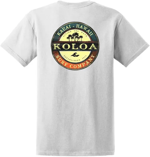 Vista 70 de Koloa Surf - Camisetas de algodón pesado para hombre, tallas grandes y altas Azul acuático/negro buscando diseño de ondas