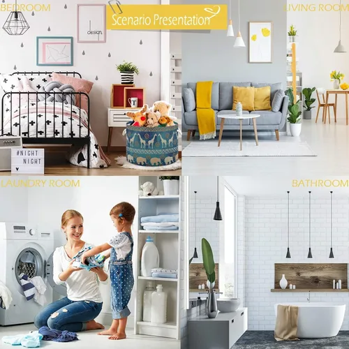 Vista 6 de visesunny Cesta plegable de gran capacidad con asas de algodón duraderas, solución organizadora para el hogar, oficina, dormitorio, armario