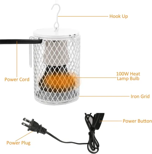Vista 5 de Bombilla de cerámica con pantalla de lámpara, calentador de emisor infrarrojo de 100 W, bombillas para criadores de mascotas, gallinero, lagarto