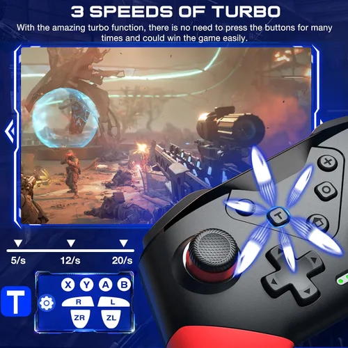 Vista 5 de NinjaPlusOX Controlador de interruptor, controlador inalámbrico Switch Pro para Nintendo Switch ControllerLiteOLED, botones traseros
