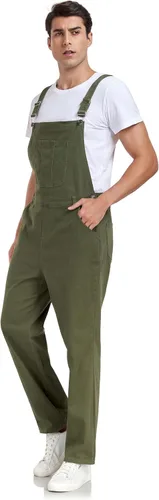 Vista 18 de Overol de mezclilla para hombre, ajustado, elástico, a la moda, con bolsillos
