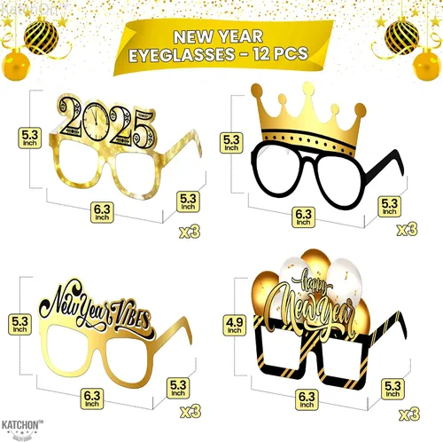Vista 2 de KatchOn, Gafas de feliz año nuevo 2025 – Paquete de 12, gafas de fiesta de Año Nuevo 2025 Gafas de feliz Año Nuevo, decoraciones de Año Nuevo 2025
