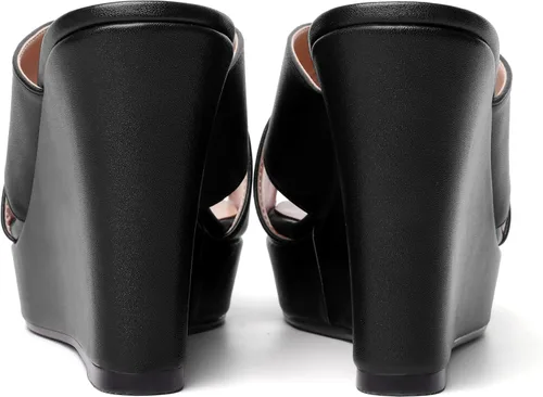 Vista 4 de MODENCOCO Sandalias de tacón alto con plataforma mate para mujer, puntera abierta, estilo casual, de 4 pulgadas