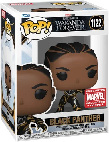 Vista 2 de Pop! Funko Wakanda Forever Marvel Collector Corps Exclusive Black Panther #1122 con funda Arcylic Gratis