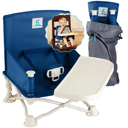 Vista 10 de Hiccapop OmniBoost Asiento elevador de viaje con bandeja para bebé Asiento elevador portátil plegable para bebé para mesa de comedor, camping