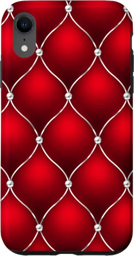 Vista 25 de Red Ombre Quilted Bling Funda para iPhone 17
