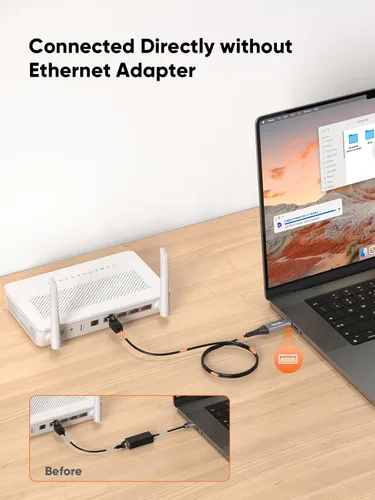 Vista 3 de CableCreation Cable USB a Ethernet de 3.3 pies, cable de red LAN de Internet USB a RJ45, Gigabit conectado directamente, compatible con laptop, PC