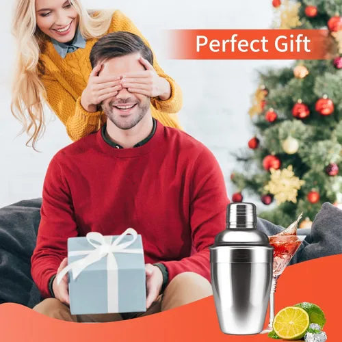 Vista 7 de Zrorgons - Coctelera de acero inoxidable, mezclador clásico de martini con colador integrado, perfecto para regalo de bar en casa o camarero
