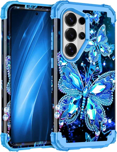 Vista 38 de Miqala Funda para Galaxy S21 FE 5G, brilla en la oscuridad, tres capas, resistente, protección a prueba de golpes, parachoques de plástico