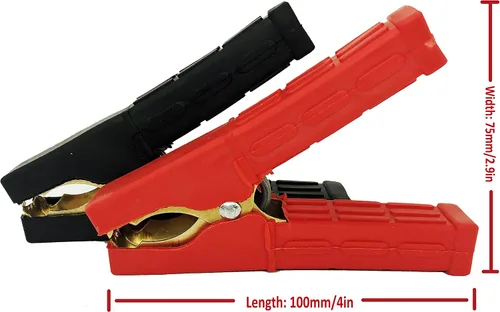 Vista 5 de 4 piezas de abrazaderas de cable de puente Abrazaderas de batería de cocodrilo de cobre puro 100A-500A Abrazaderas de cargador de batería de coche