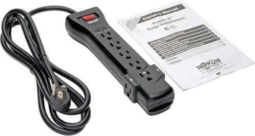Vista 4 de Tripp Lite Surge Enchufe múltiple con protección para sobrecargas, en ángulo recto, con cable de 6 pies. Negro