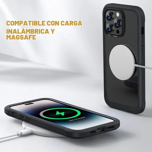 Vista 5 de Diaclara - Funda diseñada para iPhone 14 Pro de 6.1 pulgadas, resistente, de cuerpo completo, con protector de pantalla sensible al tacto y Negro