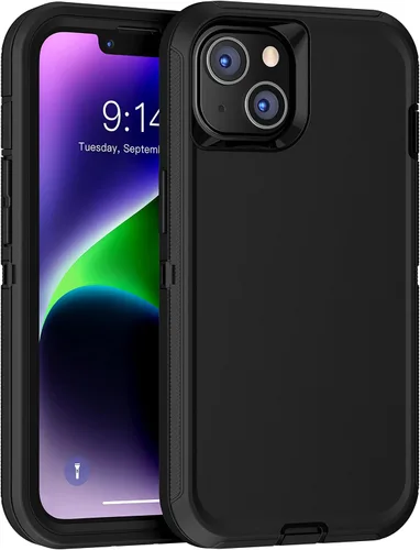 Vista 2 de MXX Funda para iPhone 13, con protector de pantalla de vidrio templado, protector de lente de cámara de 3 capas de alta resistencia, a prueba