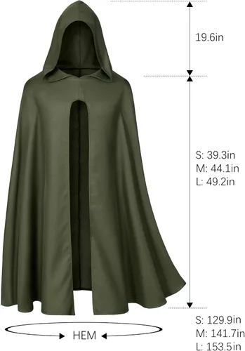 Vista 5 de Capa medieval renacentista con capucha, capa vintage con capucha, disfraz de Halloween