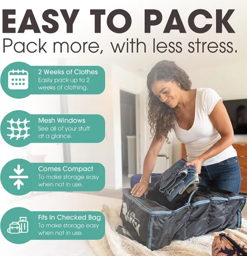 Vista 3 de Pack Gear Organizador colgante de maleta, cubos de embalaje plegables esenciales de viaje, paquete grande o equipaje de mano, organizador de estante
