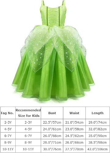 Vista 7 de Disfraz de princesa de hadas para niños y niñas con alas de hadas verdes Halloween cosplay fiesta de cumpleaños