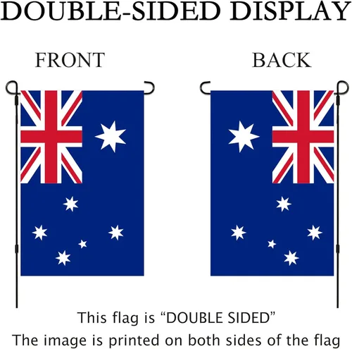 Vista 4 de Banderas pequeñas de jardín australianas pequeñas de 12 x 18 pulgadas, de doble cara, resistentes a la intemperie, para decoración al aire libre