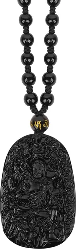 Vista 11 de Obsidian Guardian Buddha Amulet - Zodiac Feng Shui Necklace, symbolizing wisdom and wealth