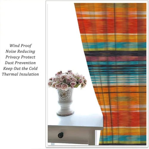 Vista 183 de Cortinas con patrón geométrico tribal, estilo suroeste, azteca, rústico, occidental, nativo americano, opacas, con bolsillo para barra, decoración