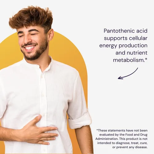 Vista 6 de Healthy Origins Cápsulas veganas de 500 mg de vitamina B5 de ácido pantoténico, alta resistencia, refuerzo de energía y apoyo al metabolismo