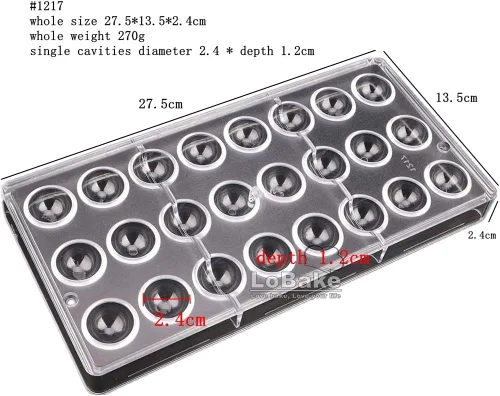 Vista 2 de 24 cavidades 0.9 in de diámetro forma de media bola policarbonato PC chocolate molde estrellado heven dulces haciendo moldes DIY suministros
