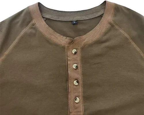 Vista 4 de micidad Men's Henley Shirt Casual Long Sleeve Cotton Top Fall Comfy Lightweight Button T Shirts