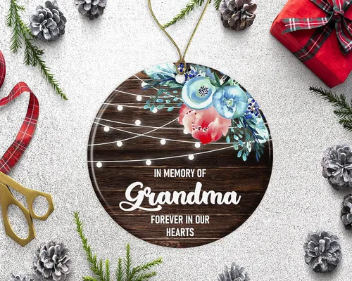 Vista 2 de Adorno de Navidad en memoria de la abuela – Regalo conmemorativo de recuerdo de la abuela – Regalo de cerámica decoración de vacaciones, regalo