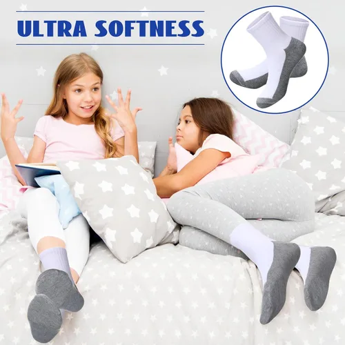 Vista 5 de Ramede 100 pares de calcetines para niños, calcetines acolchados para niños, calcetines tobilleros suaves y acanalados para niñas, calcetines
