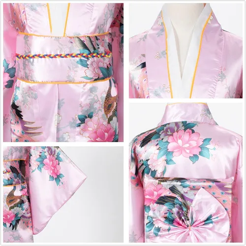 Vista 4 de Vestido tradicional japonés bata tipo kimono para niños y niñas
