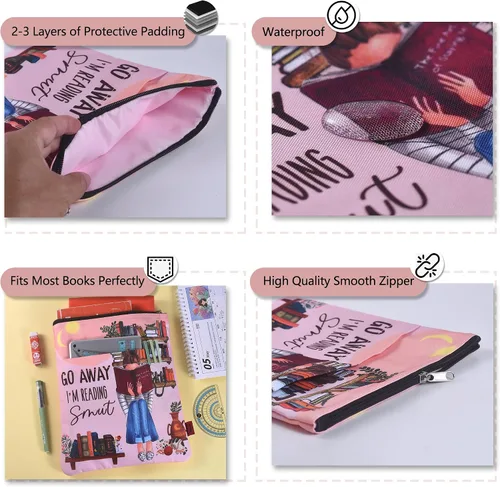 Vista 5 de Funda de libro para los amantes de los libros, protector de libros, fundas de libro para libros de tapa blanda, tela lavable, fundas de libro
