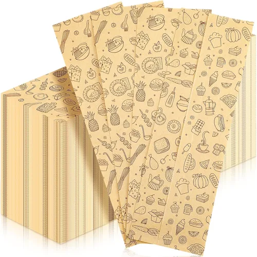 Vista 10 de Zhehao 200 bolsas de papel kraft, bolsas de churro, fundas de grasa para utensilios resistentes, cubiertos, galletas, panadería, dulces (negro)