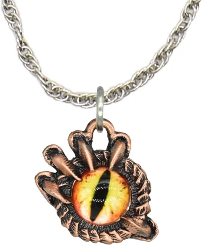 Vista 28 de Collar con colgante gótico, dragón de fantasía, Yin Yang, nórdico vikingo para regalo, estaño, cobre, oro, incluye cadena de plata de 24 pulgadas